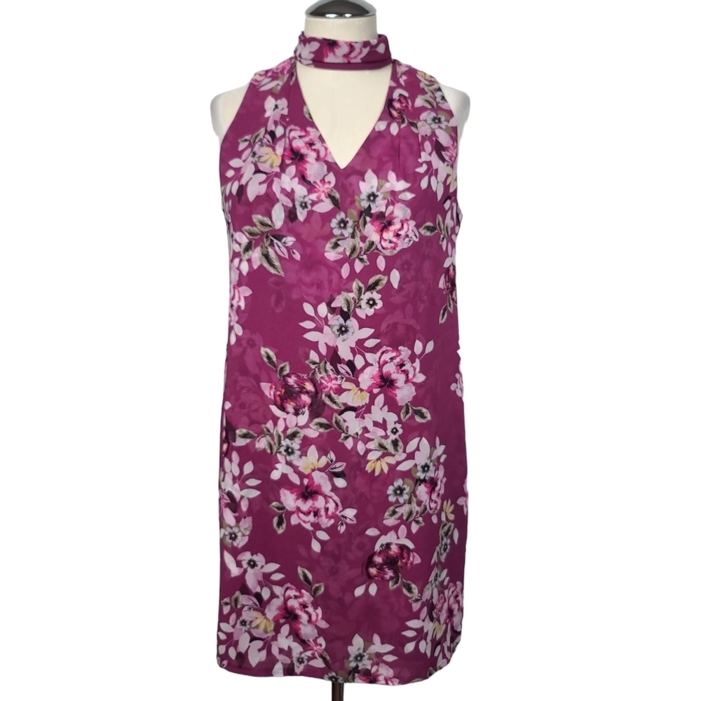 White House Black Market Choker Floral Sleeveless Dress 2P